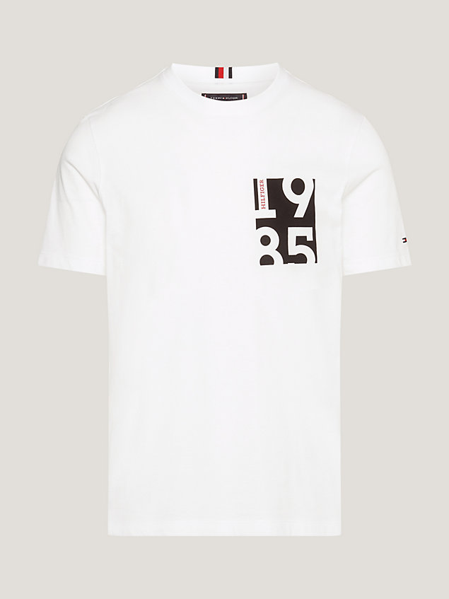 white logo print crew neck t-shirt for men tommy hilfiger