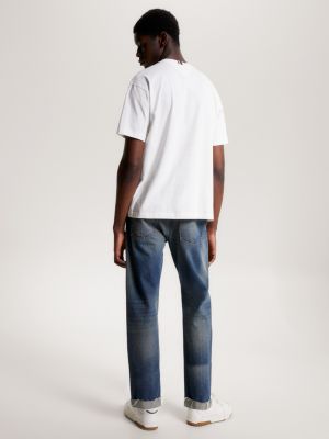 t-shirt coupe des archives à monotype hilfiger white pour hommes tommy hilfiger
