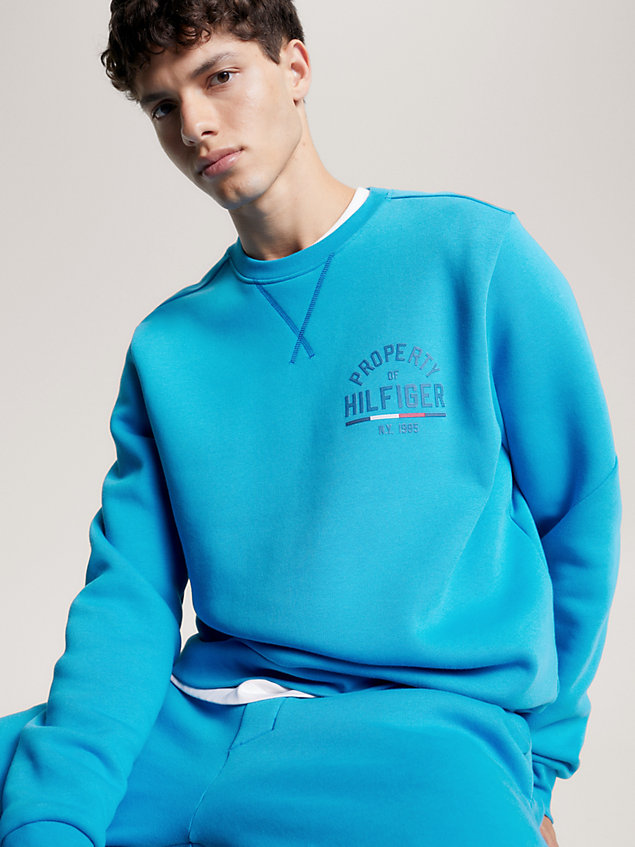 blue sweatshirt met grafisch sport-logo voor heren - tommy hilfiger