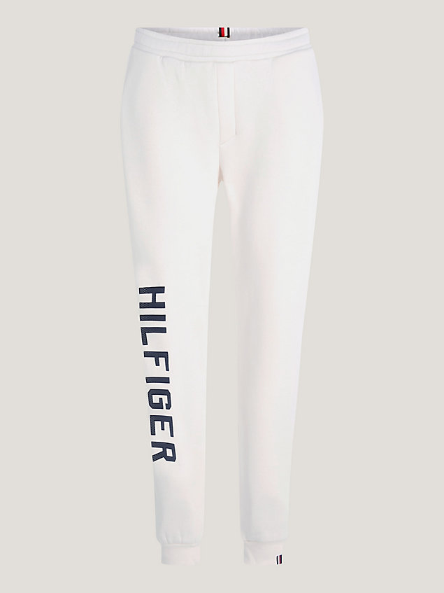 white sport graphic logo cuffed joggers for men tommy hilfiger
