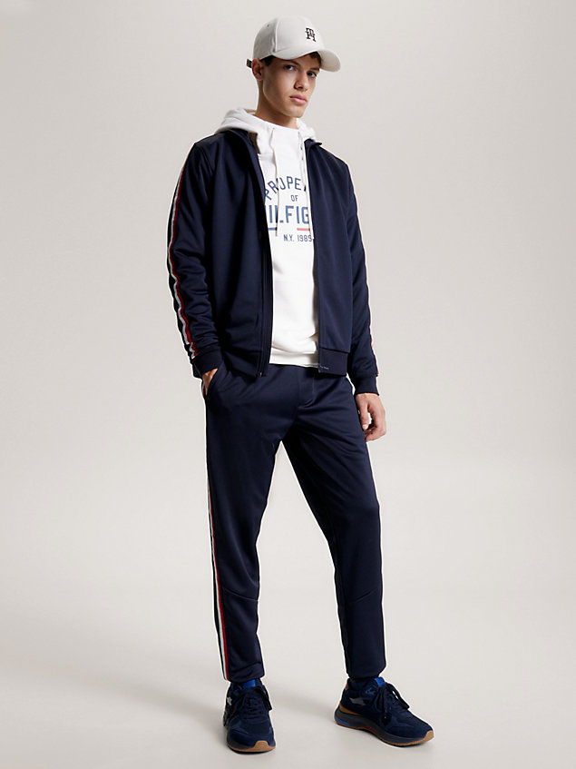 blue sport recycled zip-thru sweatshirt for men tommy hilfiger