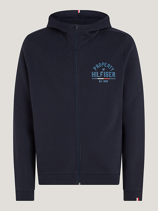 blue sport graphic logo zip-thru hoody for men tommy hilfiger