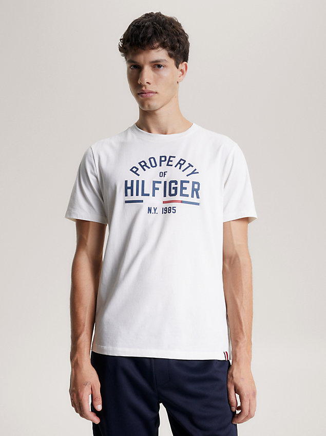 white sport graphic logo t-shirt for men tommy hilfiger