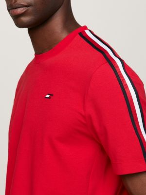 red sport flag crew neck t-shirt for men tommy hilfiger