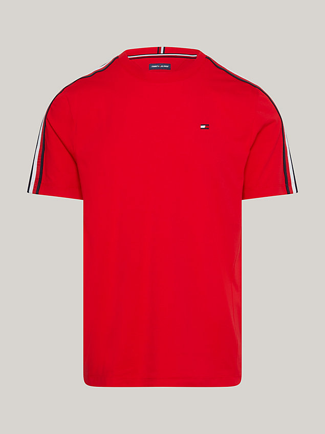 red sport flag crew neck t-shirt for men tommy hilfiger