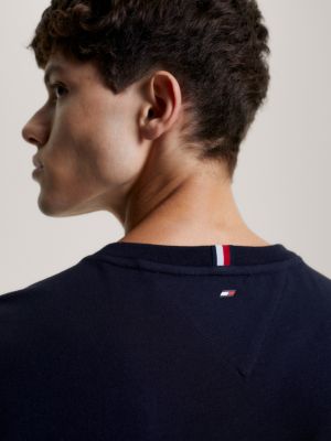 blue sport colour-blocked crew neck t-shirt for men tommy hilfiger