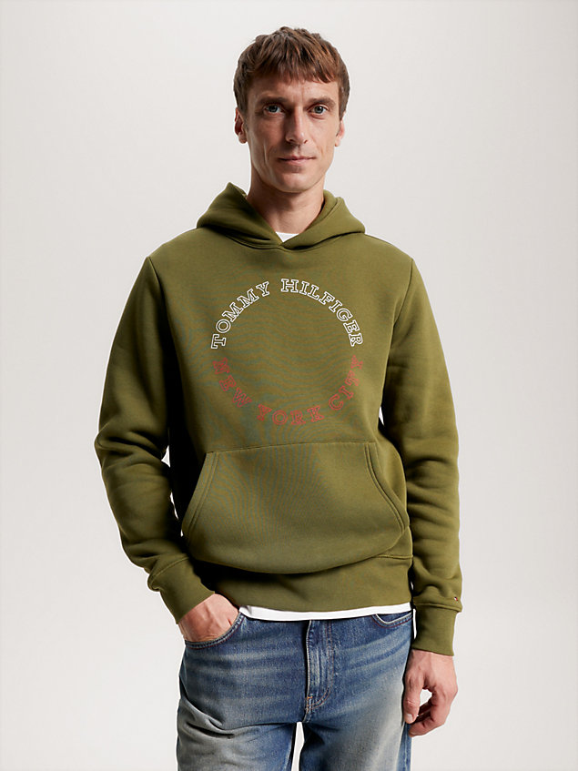 green hilfiger monotype roundel logo hoody for men tommy hilfiger