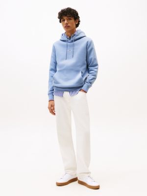 blue signature tipped fleece hoody for men tommy hilfiger