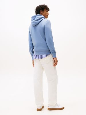 blue signature tipped fleece hoody for men tommy hilfiger