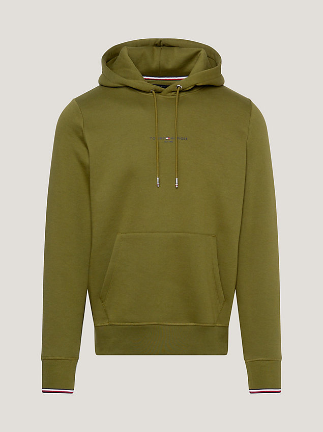 green tipped cuff logo hoody for men tommy hilfiger