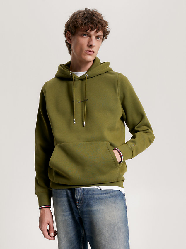 green tipped cuff logo hoody for men tommy hilfiger