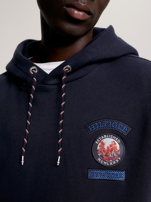 blue mountain badge archive fit hoody for men tommy hilfiger