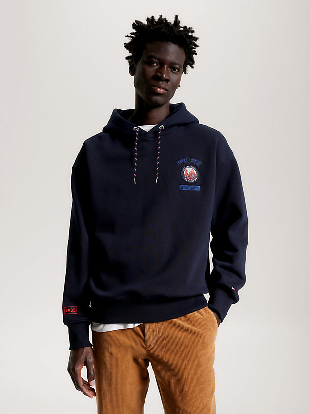 blue mountain badge archive fit hoody for men tommy hilfiger