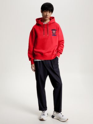 tommy hilfiger hoodie mens red