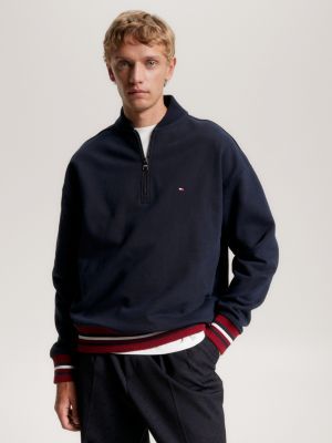 Global Stripe Archive Fit Half Zip Sweatshirt Blue Tommy Hilfiger