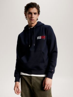 Tommy Hilfiger Sweat À Capuche Homme Curve Logo, Bleu (Desert Sky), XS :  : Mode