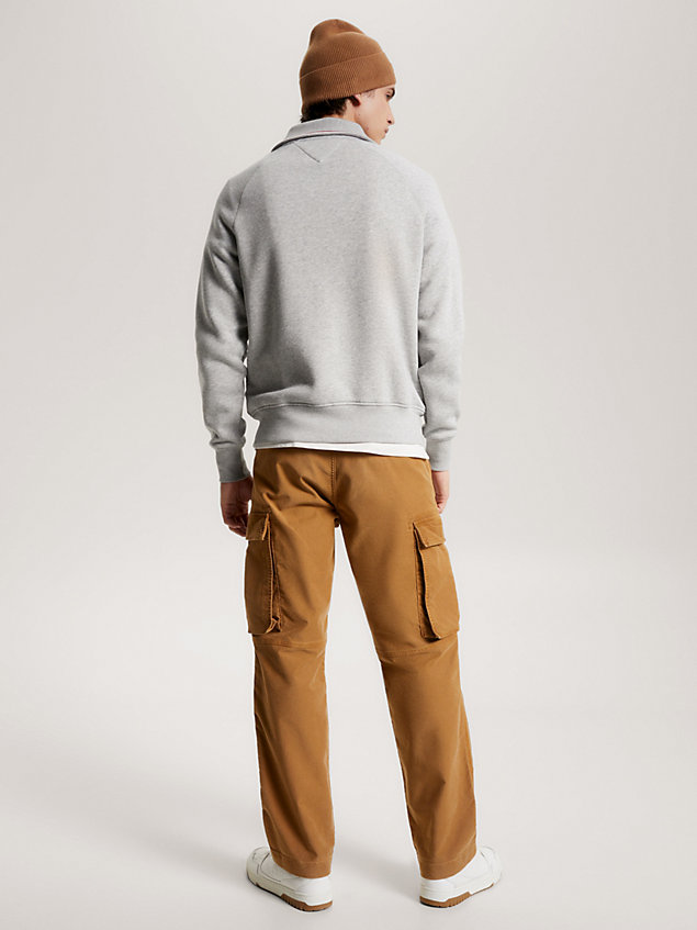 grey mixed media half-zip sweatshirt for men tommy hilfiger