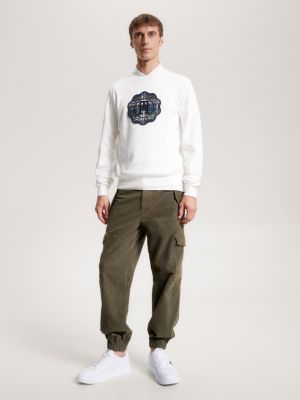 Logo Stamp Appliqué Baseball Collar Sweatshirt | White | Tommy