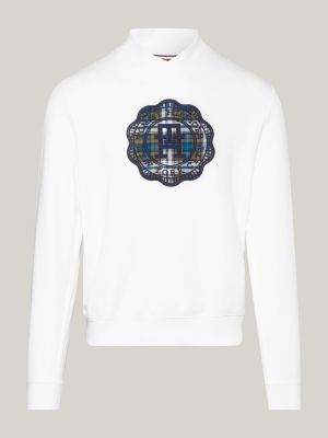 Logo Stamp Appliqué Baseball Collar Sweatshirt | White | Tommy