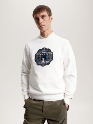 Logo Stamp Appliqué Baseball Collar Sweatshirt | White | Tommy