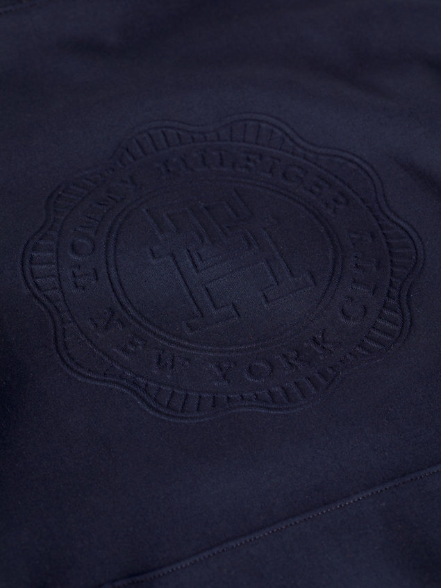 blue hoodie mit geprägtem logo-stempel für herren - tommy hilfiger