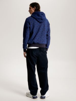 Tommy Hilfiger Embossed monogram-pattern Hoodie - Blue