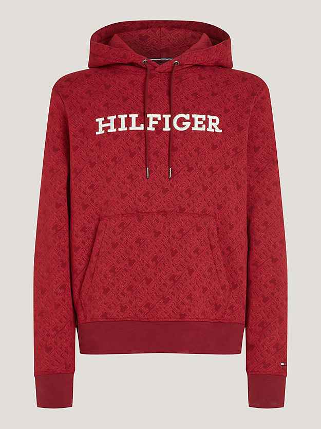 red th monogram print hoody for men tommy hilfiger