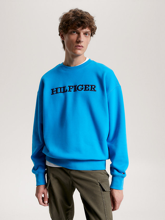 blue hilfiger monotype embroidery sweatshirt for men tommy hilfiger