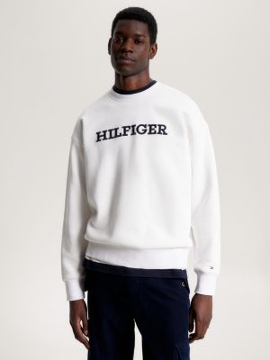 SWEAT HOMME TOMMY HYLFIGER BLANC BRODE