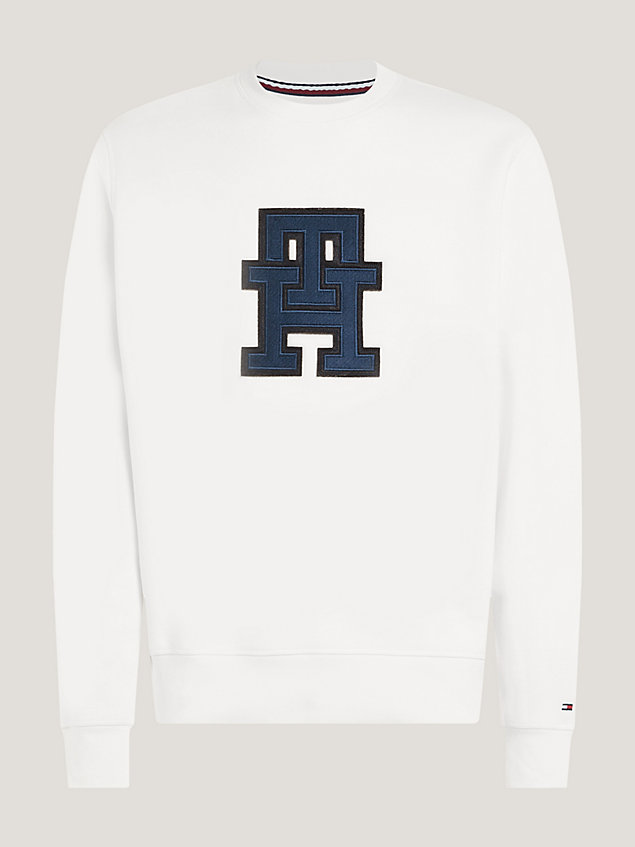 white th monogram appliqué sweatshirt for men tommy hilfiger