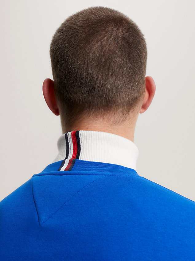 blue sweatshirt met ronde hals en geborduurd logo voor heren - tommy hilfiger