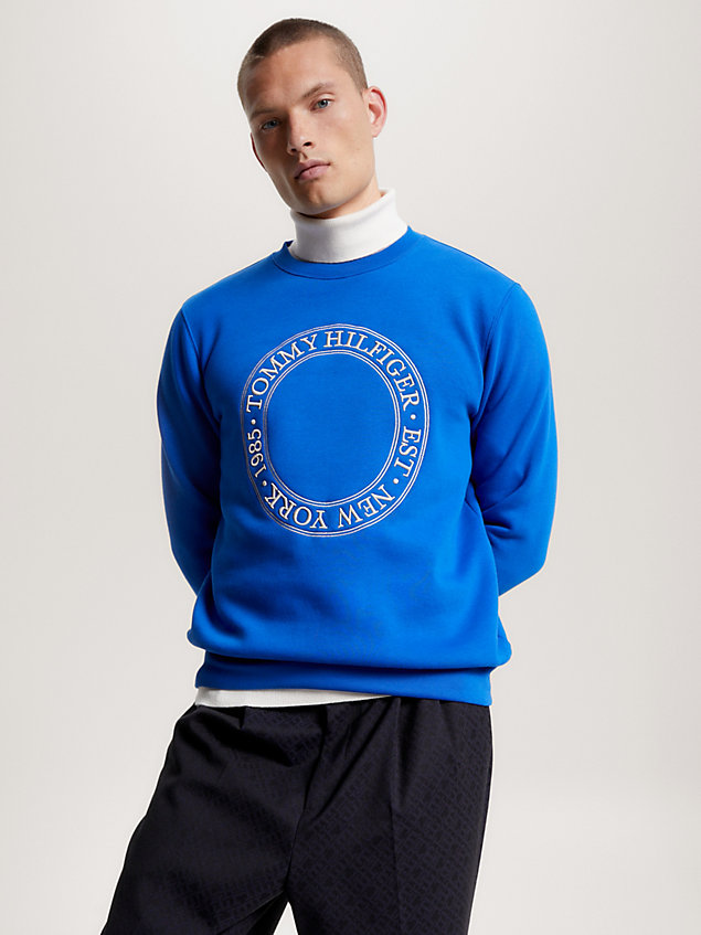 blue sweatshirt mit logo-stickerei - geschenkidee für herren - tommy hilfiger
