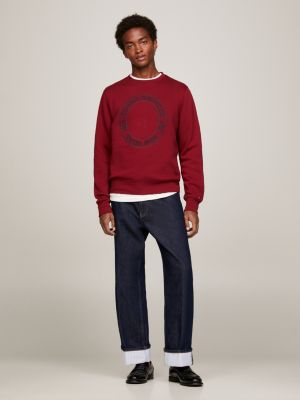 Mens red sale crew neck sweatshirt