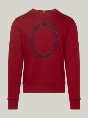 Sudadera de cuello redondo con logo gráfico, Rojo