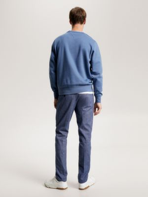 Flag Embroidery Crew Neck Sweatshirt | Blue | Tommy Hilfiger