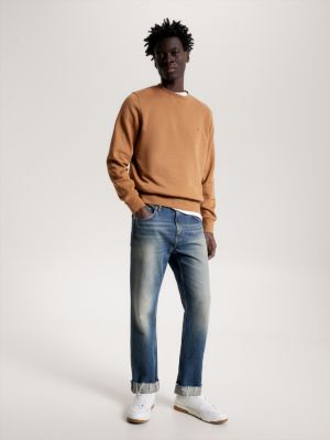 Flag Embroidery Crew Neck Sweatshirt | BROWN | Tommy Hilfiger