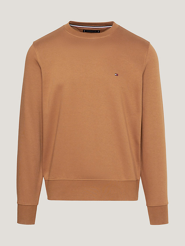 brown flag embroidery crew neck sweatshirt for men tommy hilfiger