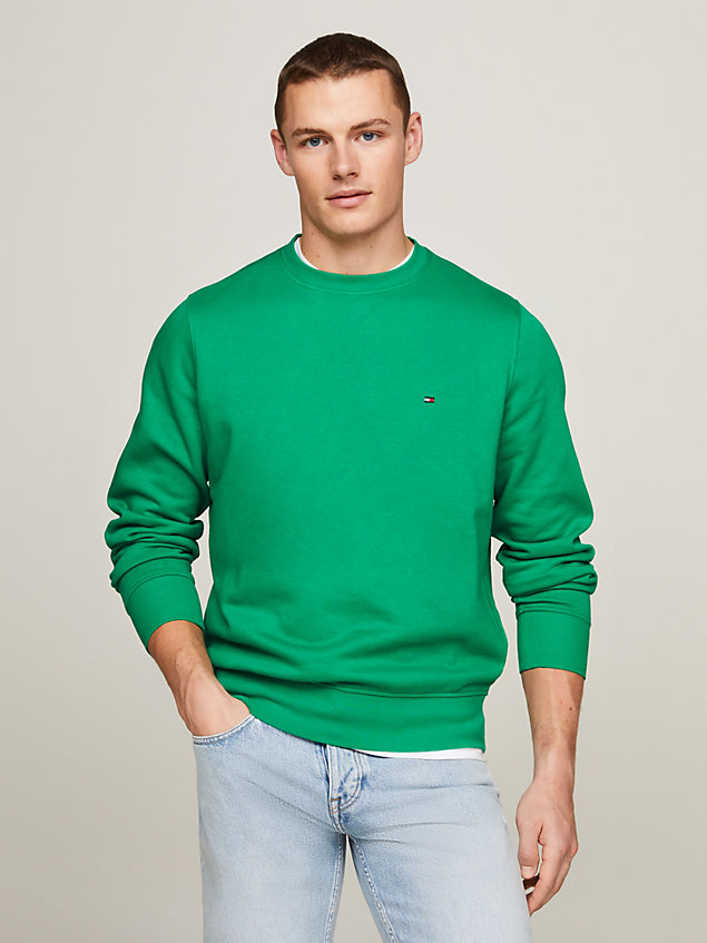 green flag embroidery crew neck sweatshirt for men tommy hilfiger