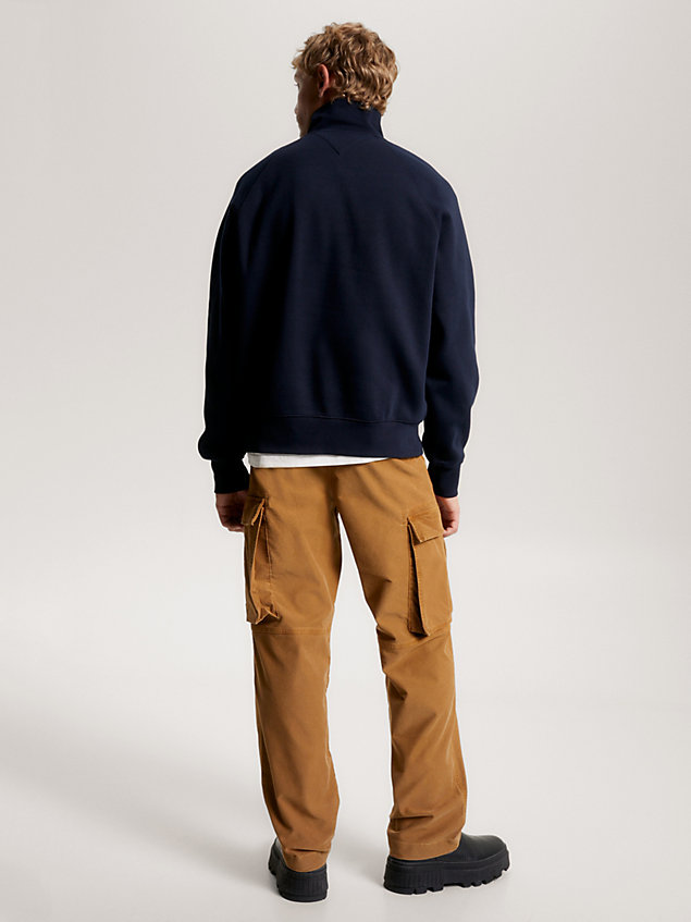 blue hilfiger monotype quarter-zip archive fit sweatshirt for men tommy hilfiger