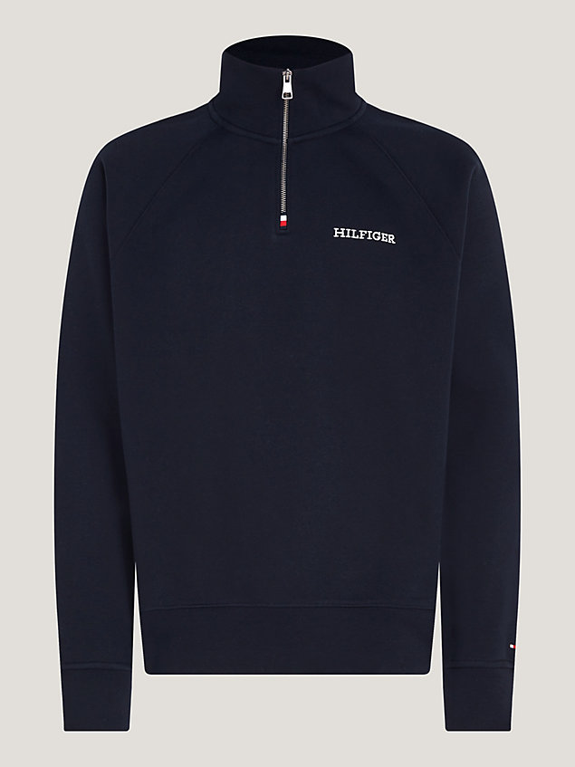 blue hilfiger monotype quarter-zip archive fit sweatshirt for men tommy hilfiger
