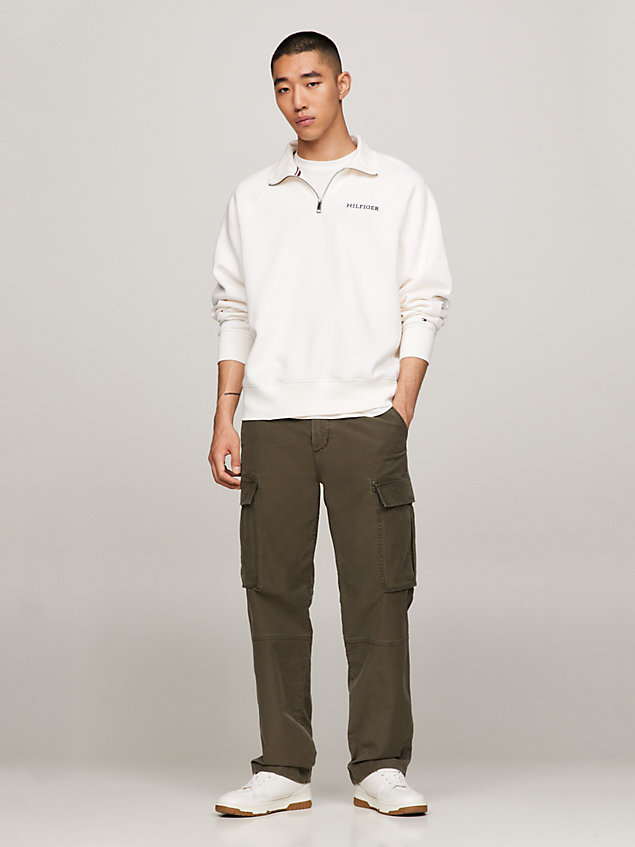 white hilfiger monotype quarter-zip archive fit sweatshirt for men tommy hilfiger