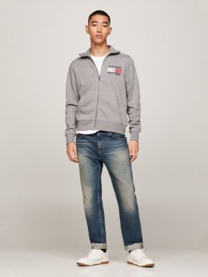 Mens tommy discount hilfiger grey hoodie