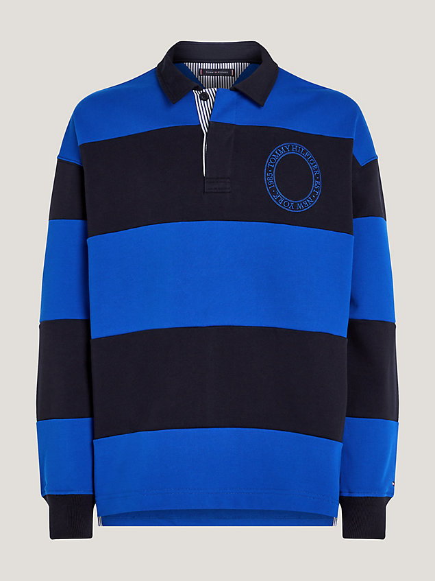 blue stripe logo relaxed fit rugby shirt gift for men tommy hilfiger