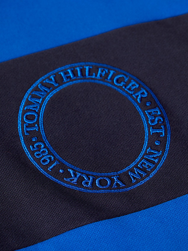 blue relaxed fit gestreept rugbyshirt met logo voor heren - tommy hilfiger