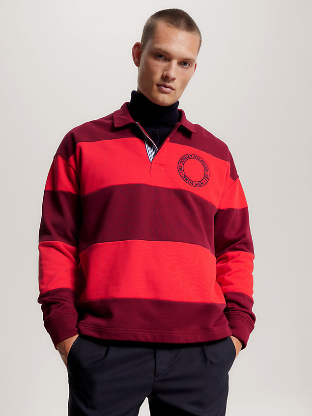 red stripe logo relaxed fit rugby shirt gift for men tommy hilfiger