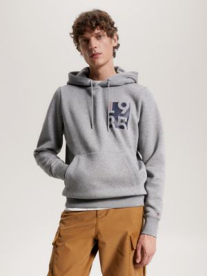 Hoodie mit Hilfiger Logo-Print | Tommy Grau 