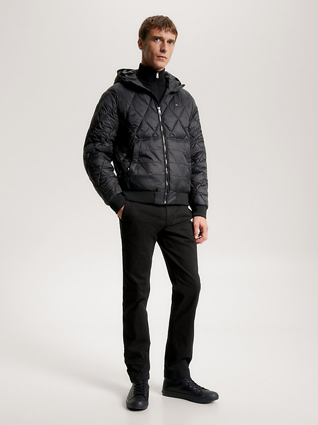 black ciepła pikowana kurtka th dla mężczyźni - tommy hilfiger