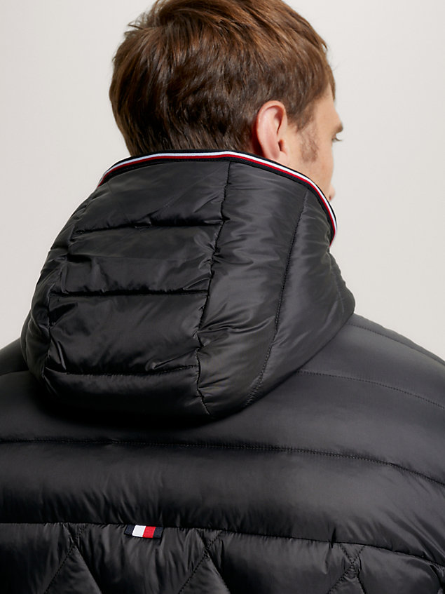black ciepła pikowana kurtka th dla mężczyźni - tommy hilfiger