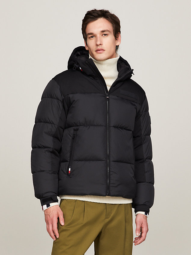 black th warm hooded new york puffer jacket for men tommy hilfiger