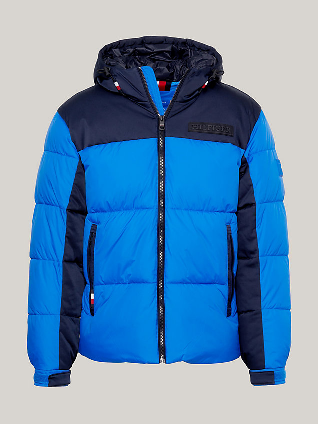 blue th warm hooded new york puffer jacket for men tommy hilfiger